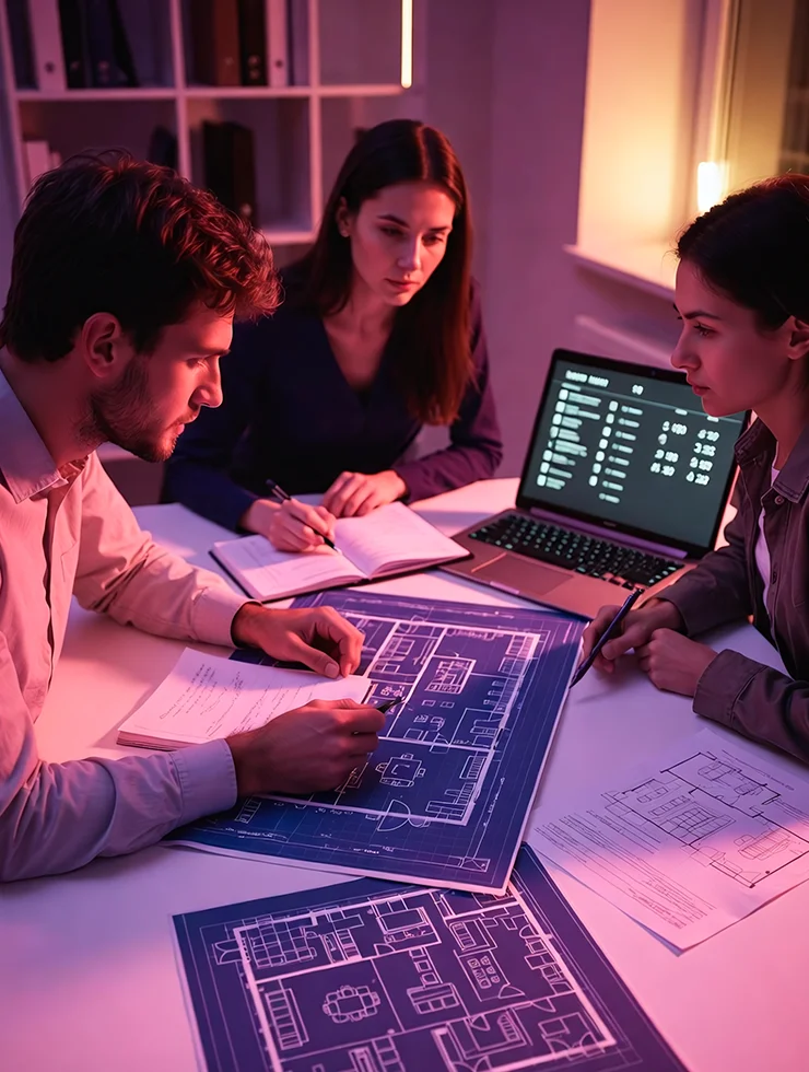 Команда планирует участие в выставке и обсуждает схему стенда