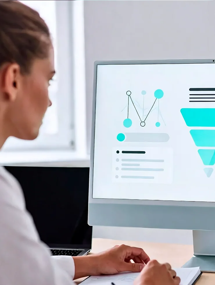 Связка чат-бота, CRM и IP-телефонии на экране ноутбука