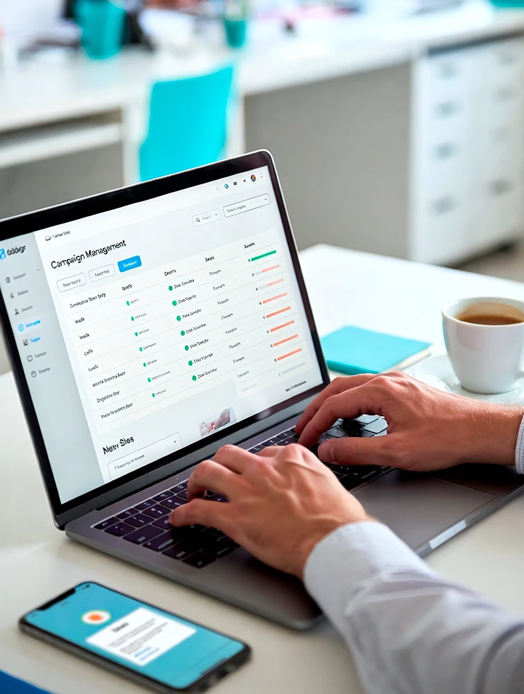 Ноутбук с CRM и отчётом по источникам заявок и выручке